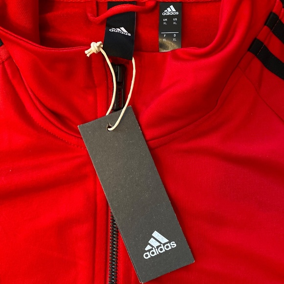 Mens Red Adidas Track Jacket - New with Tag – Full Zip, Classic Athletic Style - Picture 3 of 11